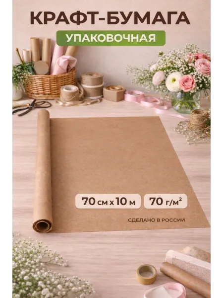 Упаковочная бумага крафт 70 см x 10 м