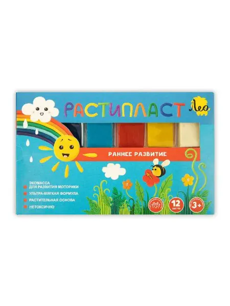 Лео Пластилин 12 цветов 240гр Расти (картонная упаковка)Марк