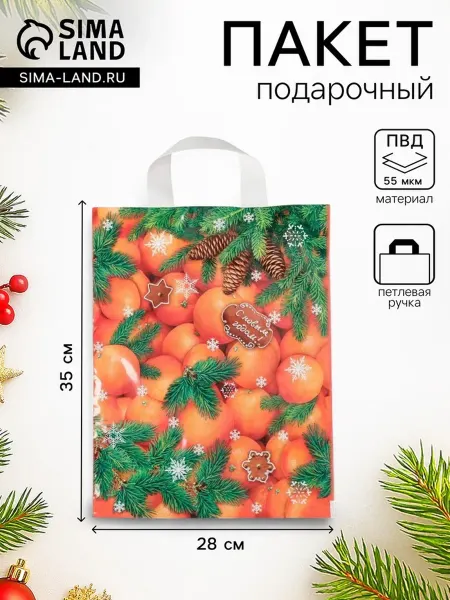 Нет бренда Подарочный пакет "Новогодний десерт", 28х35 см, 25 шт