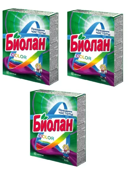 БИОЛАН Порошок стиральный Color Автомат, 350гр. 3шт