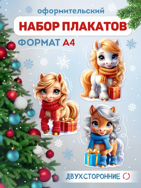ТМ Империя поздравлений Набор новогодних оформительских плакатов с лошадьми