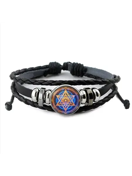 Runes&Gems Кожаный браслет Светящаяся шестиконечная звезда