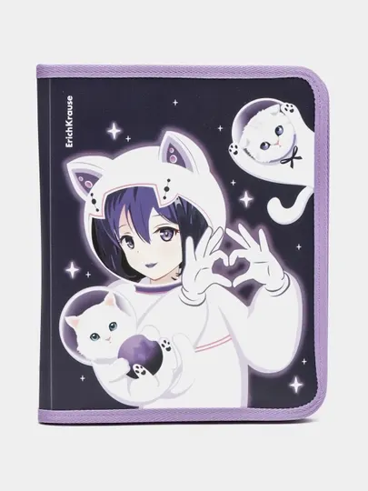 Папка для тетрадей на молнии пластиковая ErichKrause Space Anime, A5+ 61197