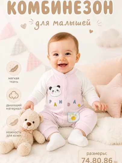 Комбинезон для малышей, мягкая детская одежда, 6–18 месяцев
