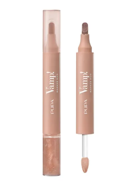 Pupa VAMP! MARKER DUO Маркер для Губ и Масло-Блеск, тон 001