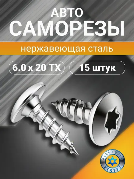 VINT77 Саморезы автомобильные нержавеющие 6х20 TORX, 10 шт