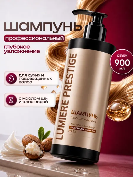 Lumière Prestige Увлажняющий шампунь для волос 900 мл