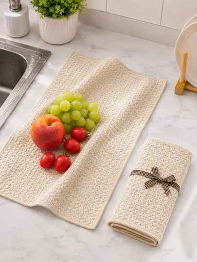 Кухонное полотенце 62×39 см из микрохлопка, вафельное, супервпитывающее, для кухни и дома