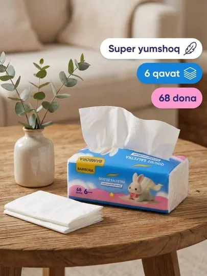 Сухая салфетка мягкая, как заяц, БАМБОРА