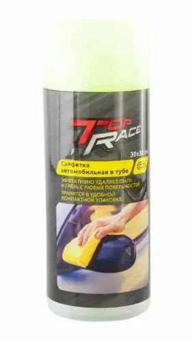 Салфетка автомобильная в тубе, Top Race, 30х30х0,2 см, в ассортименте, 2 штуки