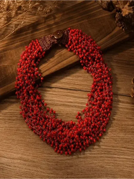 The Cherry Красные бусы многослойные крупные русский стиль