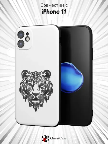 QuestCase Чехол на Apple iPhone 11 с принтом Тигр