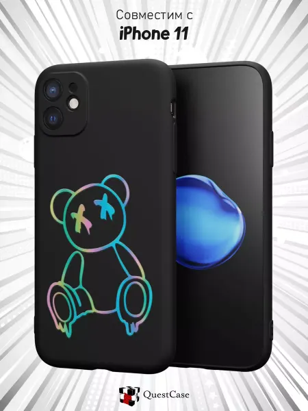 QuestCase Чехол на iPhone 11 с принтом Мишка