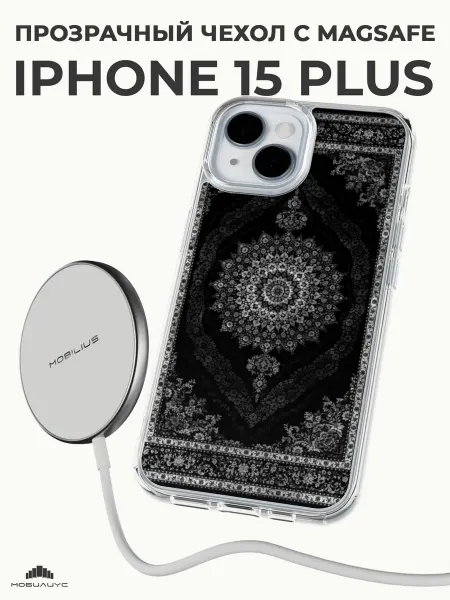 Мобилиус Чехол-бампер на iPhone 15 Plus с принтом Ковер