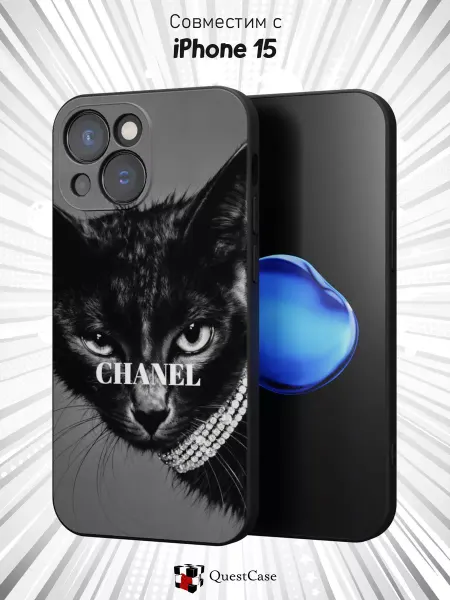 QuestCase Чехол на Iphone 15 с принтом Шанель