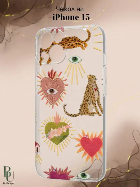 Be Unique Чехол на iPhone 15 с принтом Леопард