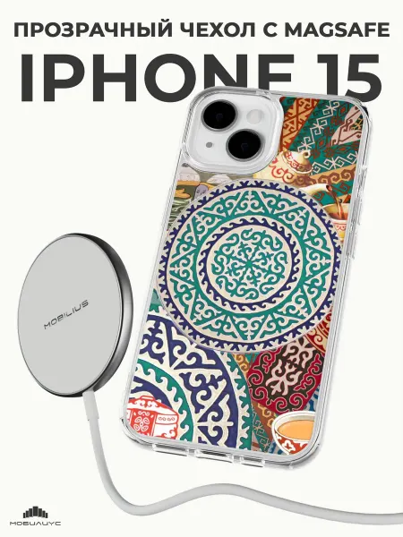 Мобилиус Чехол-бампер на iPhone 15 с принтом Узор