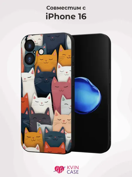 KVIN CASE Чехол на Apple IPhone 16 с принтом Котики