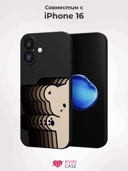 KVIN CASE Чехол на Apple IPhone 16 с принтом Мишка