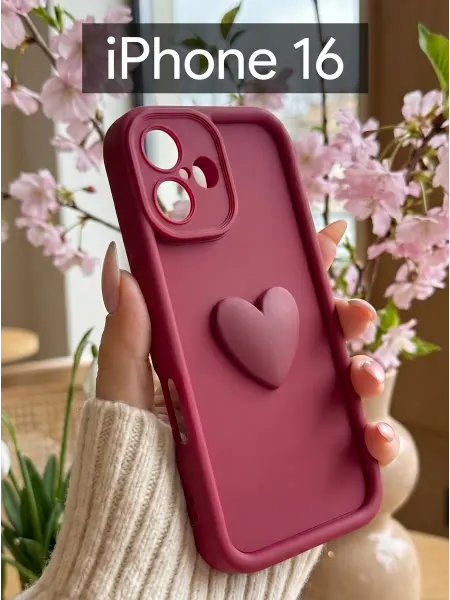 Orangeman Чехол на iphone 16 Сердечко Бордо