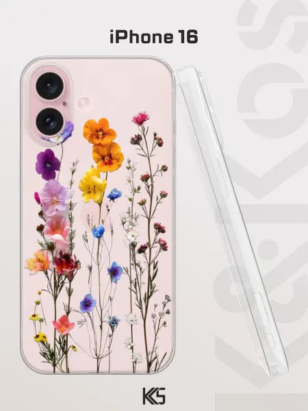 Варибрус Чехол на iPhone 16 с принтом Полевой букет