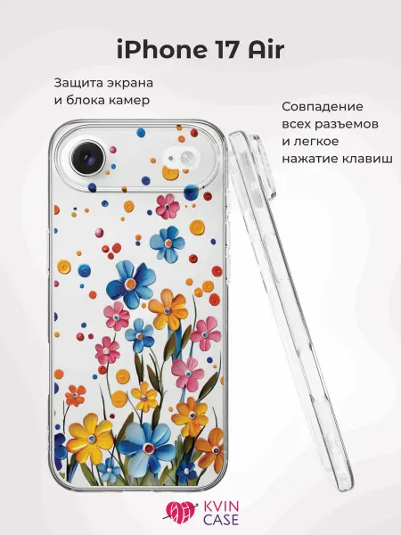KVIN CASE Чехол на iPhone 17 Air с принтом Цветы