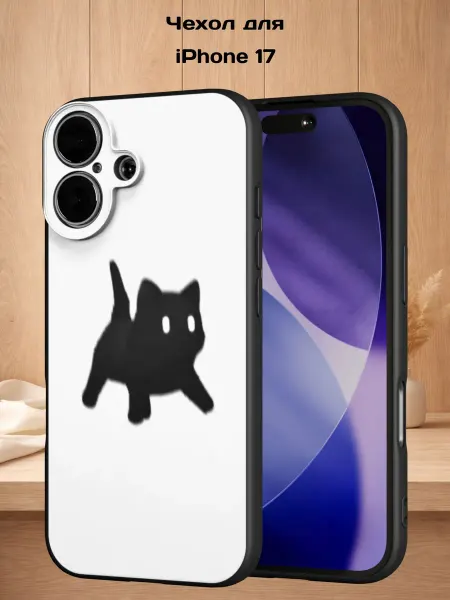 Case Style Чехол на iPhone 17 с принтом Черный кот
