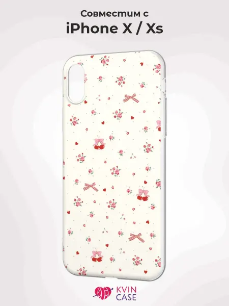 KVIN CASE Чехол на Apple iPhone X и XS с принтом Вишни