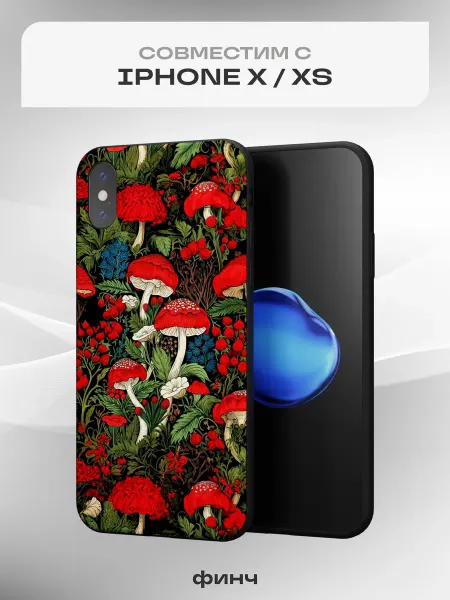 Финч Чехол на Apple iPhone X и XS с принтом Мухоморы
