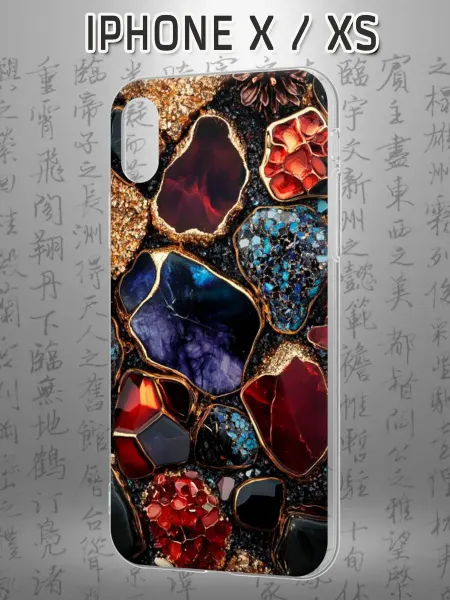 Case Маркет Чехол на iPhone X и XS с принтом Драгоценные камни