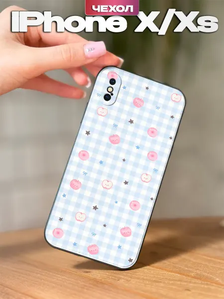 PBl store Чехол на iPhone X и XS с принтом в клеточку