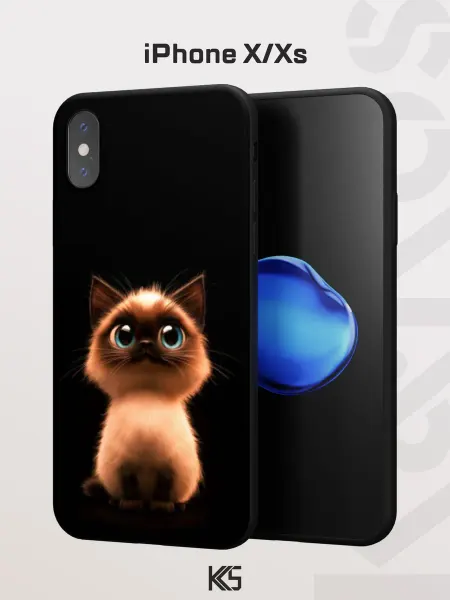 Варибрус Чехол на iPhone X и XS с принтом Сиамский пушистик