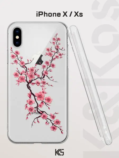 Варибрус Чехол на iPhone X и XS с принтом Сакура