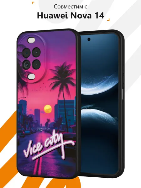 Мобилиус Чехол на Huawei Nova 14 с принтом Vice city
