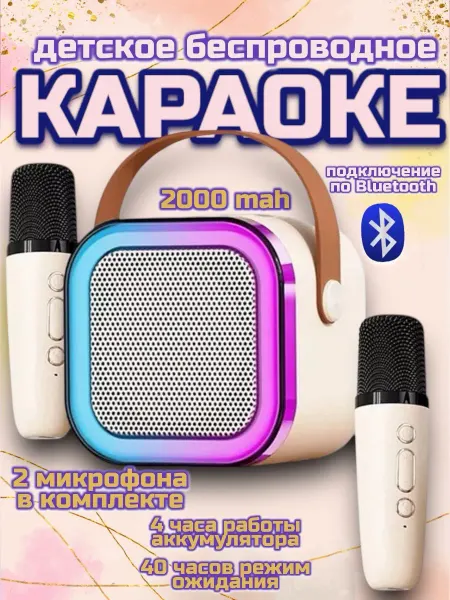 RuMir Мини караоке Bluetooth колонка с 2 микрофонами