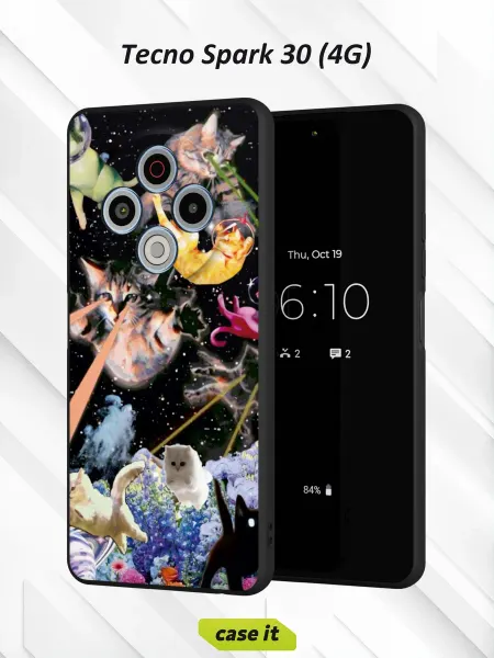 Case it Чехол на Tecno Spark 30 4Gс принтом Космические коты
