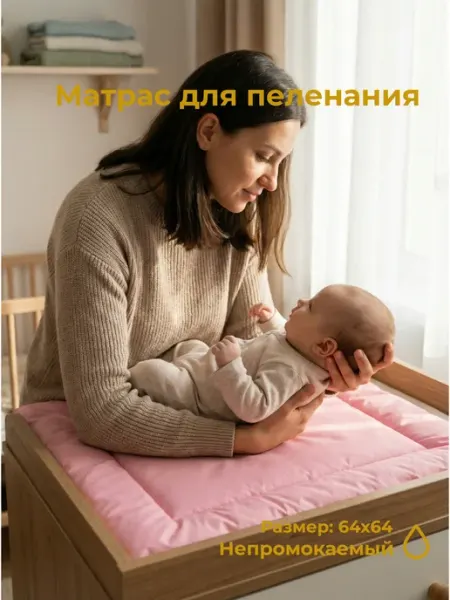 Все для ваших ангелочков Матрас пеленальный 64х64 непромокаемый
