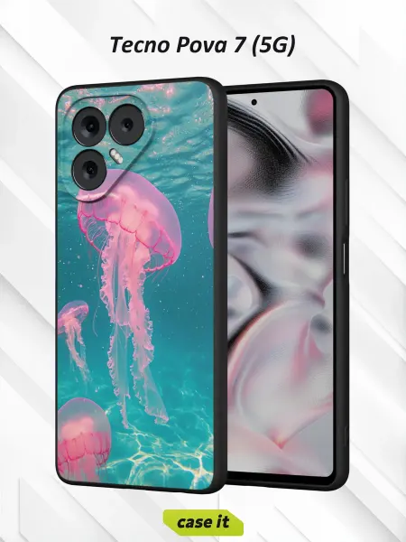 Case it Чехол на Tecno Pova 7с принтом Медузы