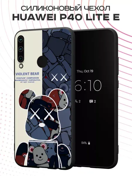 PBl store Чехол на Huawei P40 lite E и Honor 9C с принтом bearbrick