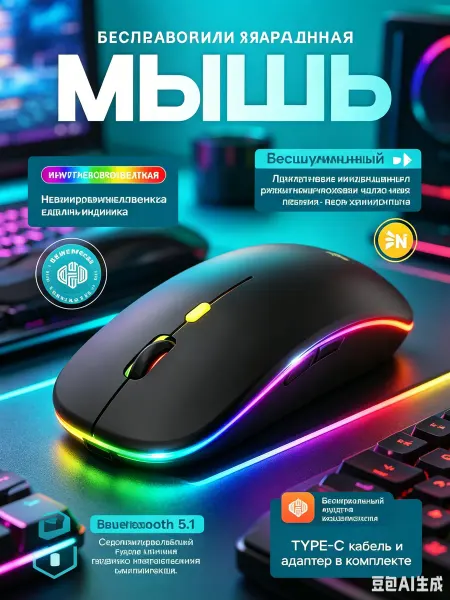DreamGo Мышь компьютерная игровая с подсветкой