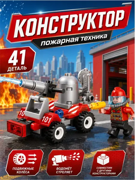 Город мастеров Конструктор для мальчиков от 4 лет пожарная машина
