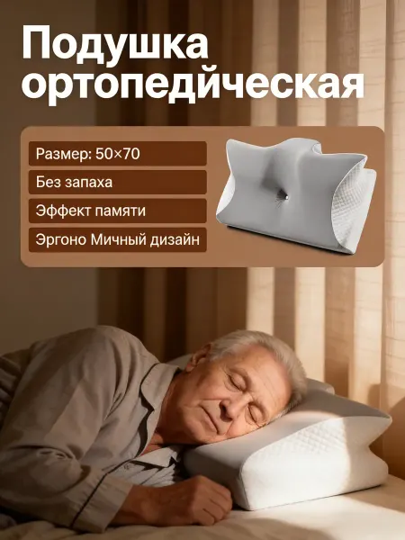 Подушка для пожилых Подушка ортопедическая 50х70