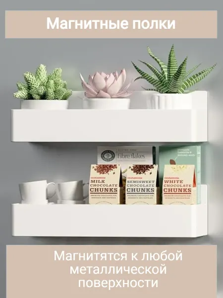 EDAY HOME Магнитная полка на холодильник с закрытыми бортиками 2 шт