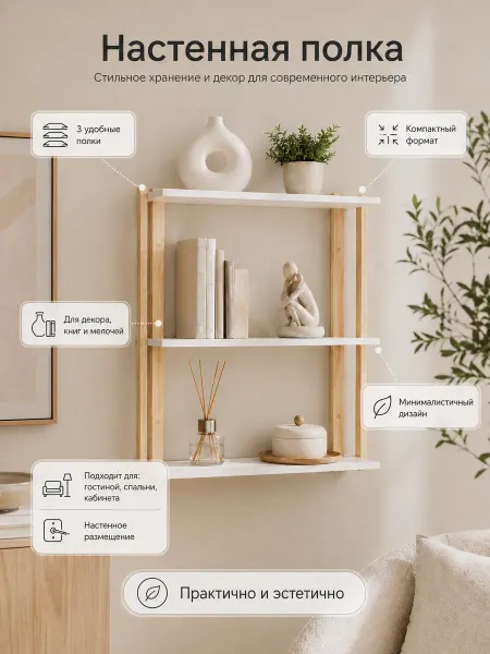 Scandi-Style Настенная полочка для вещей и растений