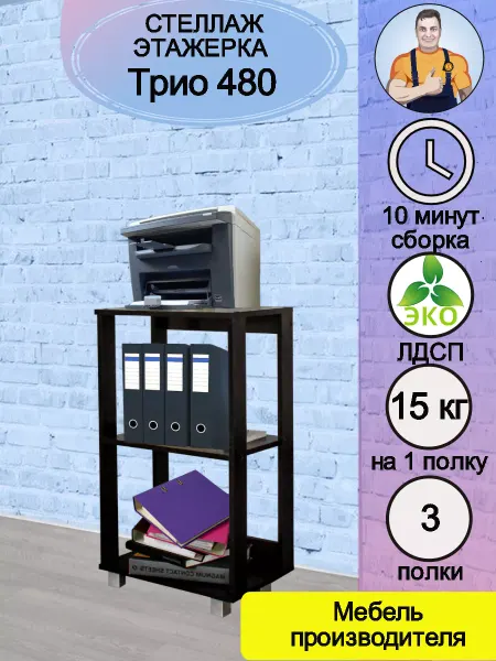 Мебель SamSam Стеллаж - тумба с полками для документов принтера Трио 480