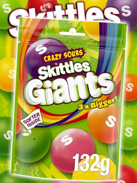 Skittles Giants Crazy Sours, конфеты Скитлс Гигантские драже