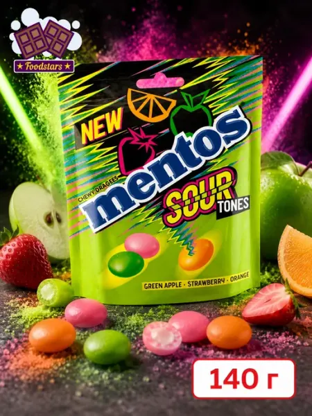 Mentos Жевательные конфеты Ментос Кислые Фрукты 140гр