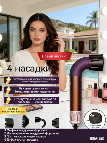 Фен для волос женский мощный с ионизацией подарок на 8 марта