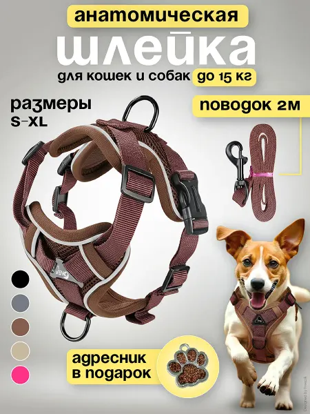 GURSKIY Pets Шлейка анатомическая с поводком для собак и кошек