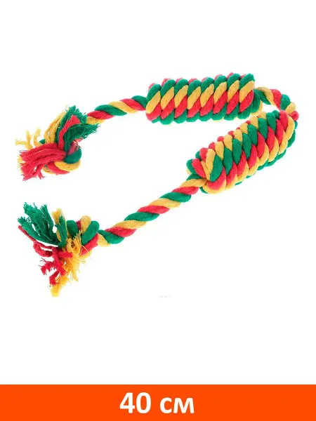 DOGLIKE Игрушка Dental Knot Сарделька канатная собак цветная 40 см
